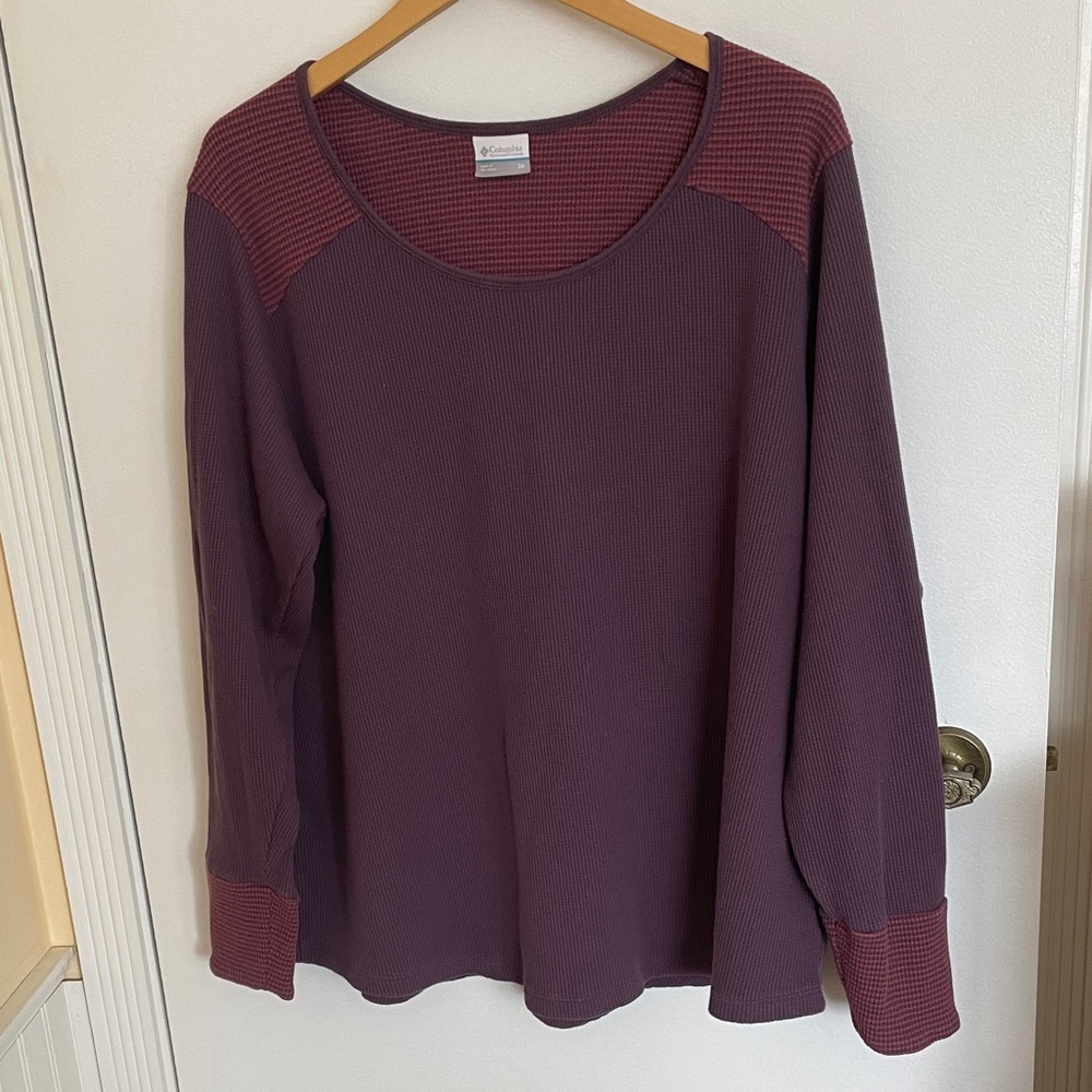 Size 3x Columbia Plum Waffle Long Sleeve Top